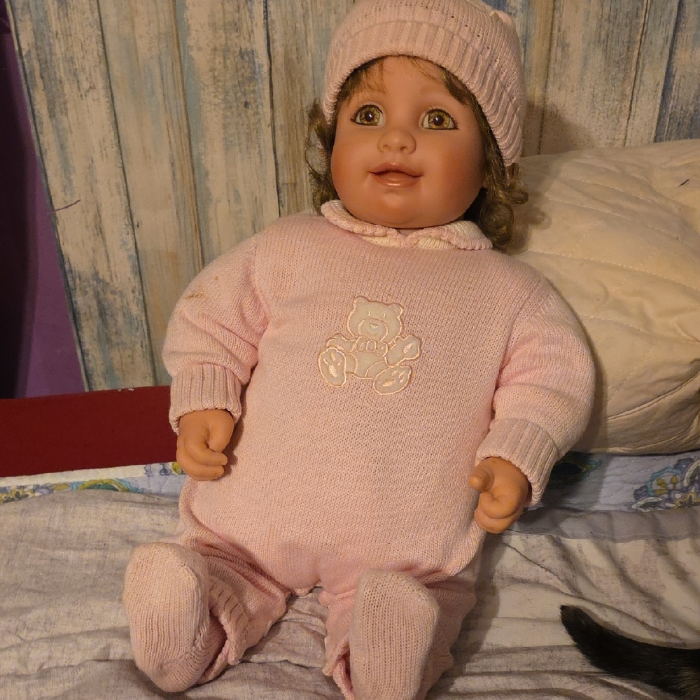 Adorable Pink Baby Doll with Knit Outfit